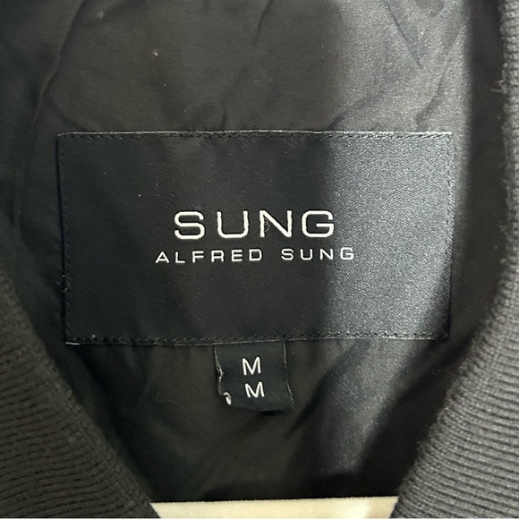 SUNG Alfred Sung Black Satin Bomber Style Jacket - Picture 8 of 12